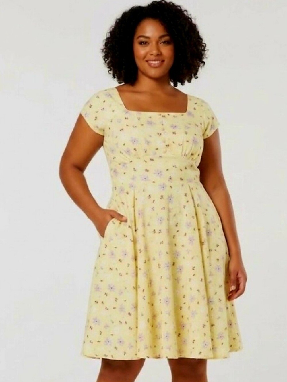 NWT Timeless London Brianna Swing Dress Yellow Floral Feminine Coquette 18 3XL